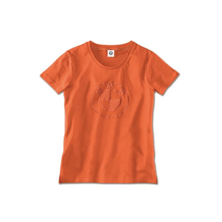 Camiseta naranja de manga corta mujer BMW logo